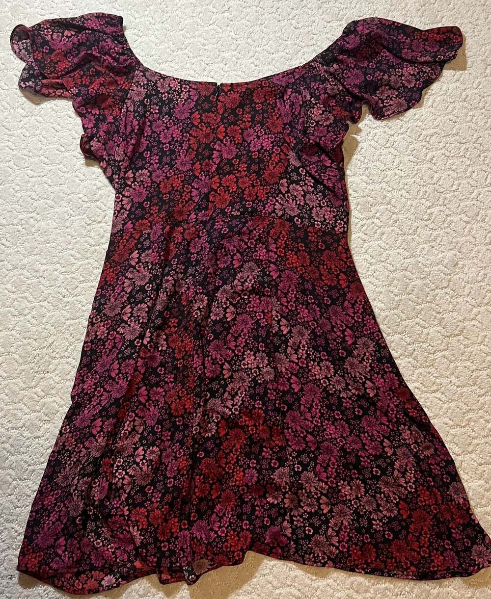 Belle & Sky Flutter Sleeve Floral Print Size XL Mini Dress